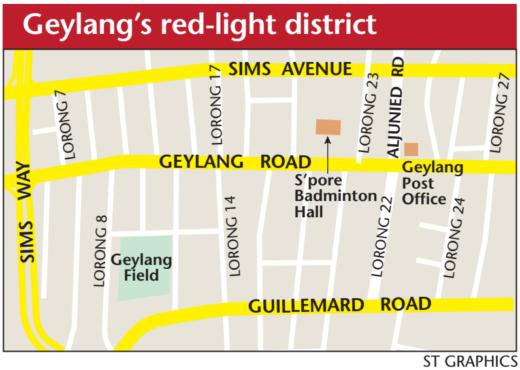 사진 4. 겔랑의 레드라잇 디스트릭트 (Geylang red light district map, google)